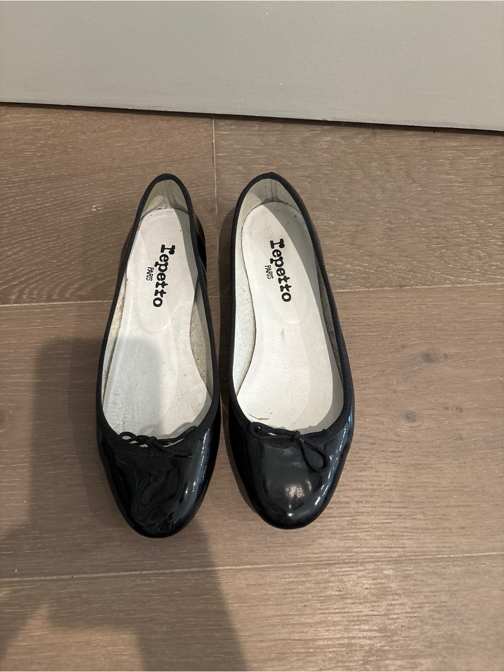 Repetto Black Patent Leather Bow Ballet Flats